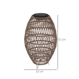 OUTSUNNY Rattan Solar Lamp, Auto On/Off Garden Lantern, Dark Brown - thumbnail 3