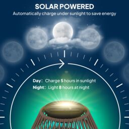 OUTSUNNY Rattan Solar Lamp, Auto On/Off Garden Lantern, Dark Brown - thumbnail 4
