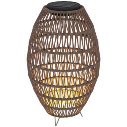 OUTSUNNY Rattan Solar Lamp, Auto On/Off Garden Lantern, Dark Brown - thumbnail 2