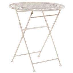 Wyld and Coco Provence Beige Bistro Set - 2-Seater Iron Table and Chairs Shabby Chic - thumbnail 5