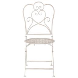 Wyld and Coco Provence Beige Bistro Set - 2-Seater Iron Table and Chairs Shabby Chic - thumbnail 7