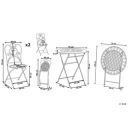 Wyld and Coco Provence Beige Bistro Set - 2-Seater Iron Table and Chairs Shabby Chic - thumbnail 4
