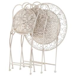 Wyld and Coco Provence Beige Bistro Set - 2-Seater Iron Table and Chairs Shabby Chic - thumbnail 3