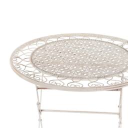Wyld and Coco Provence Beige Bistro Set - 2-Seater Iron Table and Chairs Shabby Chic - thumbnail 9
