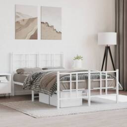 Berkfield Home Metal Bed Frame without Mattress with Footboard White 120x200cm - Size: Small Double - thumbnail 2
