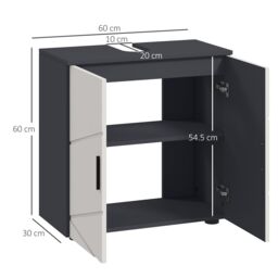 Kleankin Under Sink Cabinet with Double Doors & Shelf 60 x 30 x 60 cm Grey in Light Grey - thumbnail 3