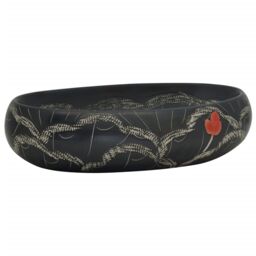 Berkfield Home Countertop Basin Black Oval 59x40x15 cm Ceramic - Size: 59 x 40 x 15 cm - thumbnail 2