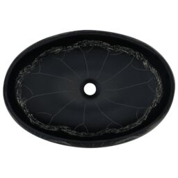 Berkfield Home Countertop Basin Black Oval 59x40x15 cm Ceramic - Size: 59 x 40 x 15 cm - thumbnail 6