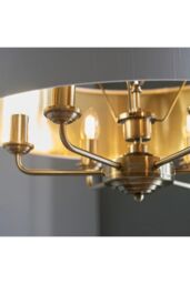 Netlighting Highclere Single Shade Pendant Ceiling Lamp Antique Brass Plate Vintage White Fabric in Gold - thumbnail 6