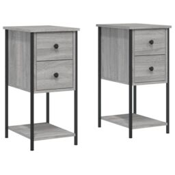 Berkfield Home Bedside Cabinets 2 pcs Grey Sonoma 32x42x70 cm Engineered Wood - Size: 32 x 42 x 70 cm - thumbnail 2