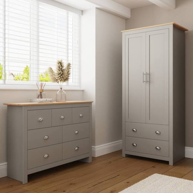 GFW Lancaster 2 Piece Bedroom Furniture Set in Grey - image 1