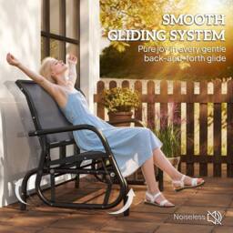 OUTSUNNY 2-Person Patio Glider Bench Gliding Chair Loveseat w/ Armrest in Grey - thumbnail 4