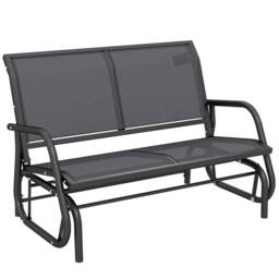 OUTSUNNY 2-Person Patio Glider Bench Gliding Chair Loveseat w/ Armrest in Grey - thumbnail 2