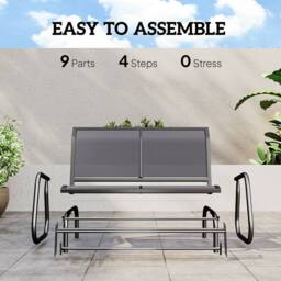 OUTSUNNY 2-Person Patio Glider Bench Gliding Chair Loveseat w/ Armrest in Grey - thumbnail 6