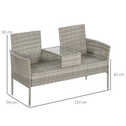 Wyld Haus Hamoba Faux Rattan 2 Seat Garden Chair with Integrated Centre Table in Grey - thumbnail 4