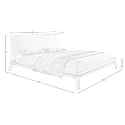 Angel Cerda Grey Fabric Double Bed with Wenge Wooden Legs 180x200 - thumbnail 8
