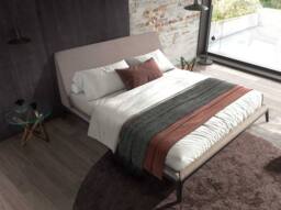 Angel Cerda Grey Fabric Double Bed with Wenge Wooden Legs 180x200 - thumbnail 3