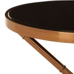 Orsina Elegant Bamboo Inspired Base Side Table, Rose Gold Small Lounge Table, Tempered Glass Top Bedside Table in Black - thumbnail 4