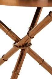 Orsina Elegant Bamboo Inspired Base Side Table, Rose Gold Small Lounge Table, Tempered Glass Top Bedside Table in Black - thumbnail 5