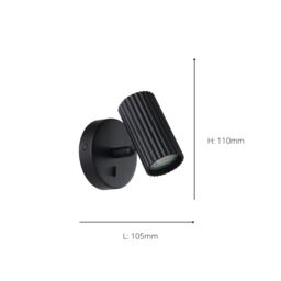 Eglo Portillo Aluminium & Steel Modern Wall Spotlight, Black - thumbnail 5