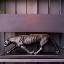 Madison & Mayfair Black Panther Lamp Base with a Black & Gold Lamp Shade - thumbnail 1