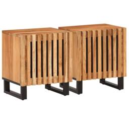 Berkfield Home Decorative Bedside Cabinets 2 pcs 40x34x46 cm Solid Wood Acacia in Brown - Size: 40 x 34 x 46 cm - thumbnail 2