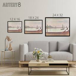 "Artery8 Georges Seurat The Channel At Gravelines Framed Canvas Wall Art Print - Size: W12"" x H16""" - thumbnail 4