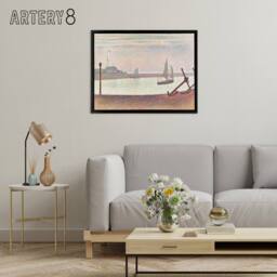 "Artery8 Georges Seurat The Channel At Gravelines Framed Canvas Wall Art Print - Size: W12"" x H16""" - thumbnail 3
