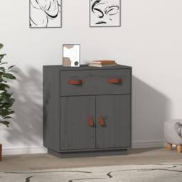 Berkfield Home Sideboard Grey 65.5x40x75 cm Solid Wood Pine - thumbnail 2