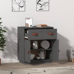 Berkfield Home Sideboard Grey 65.5x40x75 cm Solid Wood Pine - thumbnail 6