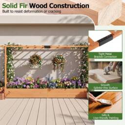 Costway 114cm Tall Wooden Raised Garden Bed with Side Trellis & Hanging Roof in Orange - thumbnail 8
