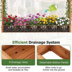 Costway 114cm Tall Wooden Raised Garden Bed with Side Trellis & Hanging Roof in Orange - thumbnail 9