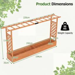 Costway 114cm Tall Wooden Raised Garden Bed with Side Trellis & Hanging Roof in Orange - thumbnail 2