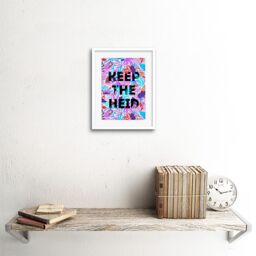 "Artery8 Wall Art Print Woven Flower Typography Scotland Keep Heid Artwork Framed 9X7 Inch in White - Size: W7"" x H9""" - thumbnail 2