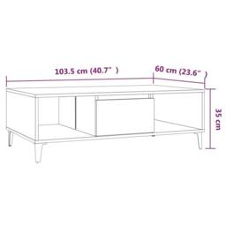 Berkfield Home Coffee Table Smoked Oak 103.5x60x35 cm Engineered Wood in Brown - thumbnail 9