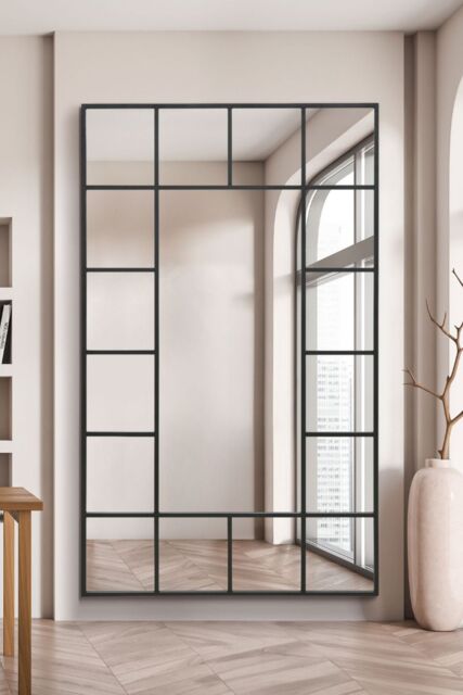 "MirrorOutlet Black Modern Wall & Leaner Mirror 79"" X 47"" (200 x 120CM) - Size: 1 Pack" - image 1