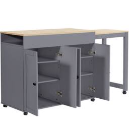 Merax Extendable Kitchen Island with Pull-out Dining Table for Dining Room in Grey - thumbnail 8