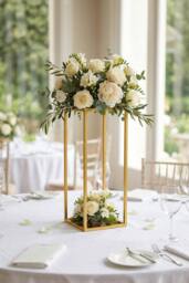 Garden Sanctuary Metal Rectangular Flower Stand Pedestal Wedding Party Ornament in Gold - thumbnail 1