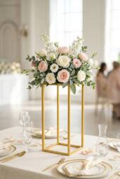 Garden Sanctuary Metal Rectangular Flower Stand Pedestal Wedding Party Ornament in Gold - thumbnail 2