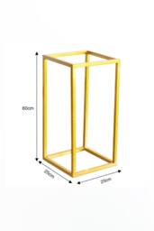 Garden Sanctuary Metal Rectangular Flower Stand Pedestal Wedding Party Ornament in Gold - thumbnail 3