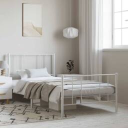 Berkfield Home Metal Bed Frame with Headboard & Footboard White 100x190 cm - thumbnail 2