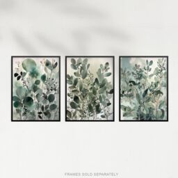 Artery8 Set of 3 Botanical Plants Sage Green Watercolour Eucalyptus Leaves Boho Artworks Unframed Wall Art Living Room Poster Prints Pack - thumbnail 5