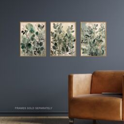 Artery8 Set of 3 Botanical Plants Sage Green Watercolour Eucalyptus Leaves Boho Artworks Unframed Wall Art Living Room Poster Prints Pack - thumbnail 2
