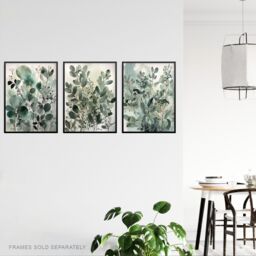 Artery8 Set of 3 Botanical Plants Sage Green Watercolour Eucalyptus Leaves Boho Artworks Unframed Wall Art Living Room Poster Prints Pack - thumbnail 3