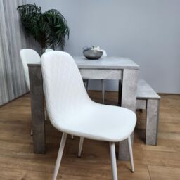 KOSY KOALA Wooden Rectangle Dining Table Set With 4 white Chairs & Bench Stylish Dining Room Set in Brown - thumbnail 8