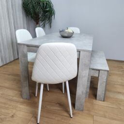 KOSY KOALA Wooden Rectangle Dining Table Set With 4 white Chairs & Bench Stylish Dining Room Set in Brown - thumbnail 6