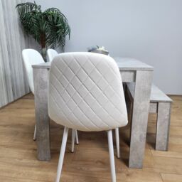 KOSY KOALA Wooden Rectangle Dining Table Set With 4 white Chairs & Bench Stylish Dining Room Set in Brown - thumbnail 9