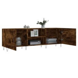 Berkfield Home TV Cabinet Smoked Oak 150x30x50 cm Engineered Wood in Brown - Size: 150 x 30 x 50 cm - thumbnail 4