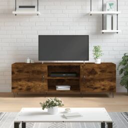 Berkfield Home TV Cabinet Smoked Oak 150x30x50 cm Engineered Wood in Brown - Size: 150 x 30 x 50 cm - thumbnail 1