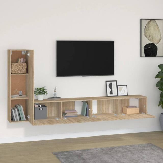Berkfield Home Classic 3 Piece TV Cabinet Set Sonoma Oak Engineered Wood in Light Brown - image 1